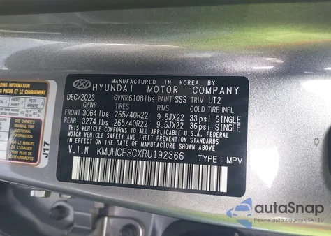 2024 Genesis Gv80 3.5T Awd из США, поврежденный, VIN KMUHCESCXRU192366